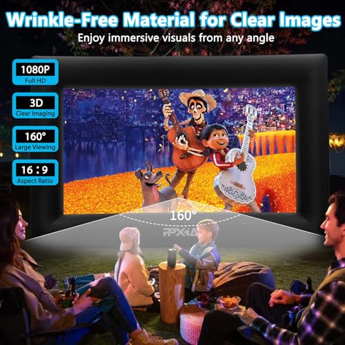 Image of Inflatable Movie Screen Outdoor Projector Screen for Outside 20ft, Blow Up Screens Front and Rear Projection with Air Blower, Best for Movie Nights Backyard Home Theater Pool Party
