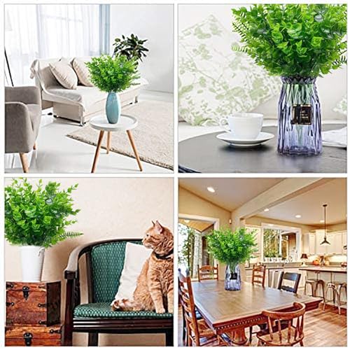 TURNMEON 20 Bundles Artificial Greenery Plants for Outdoors Spring Decor, UV Resistant Fake Plants Faux Eucalyptus Plastic Shrubs Boxwood Fake Flowers Gardens Home Patio Outsides Summer Decor(Green) - Image 7