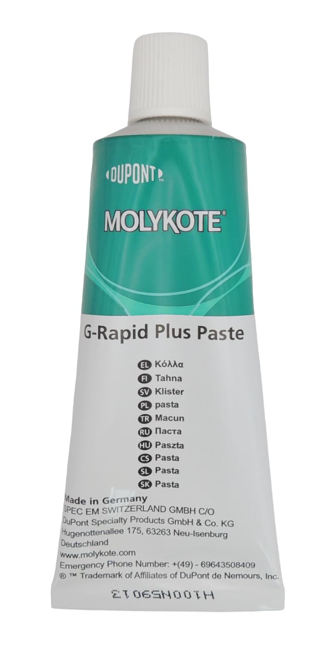 Molykote - Pasta G-Rapid Plus, pasta a base di lubrificanti solidi a bassissima coefficiente di attrito, protegge da grippaggio, corrosione
