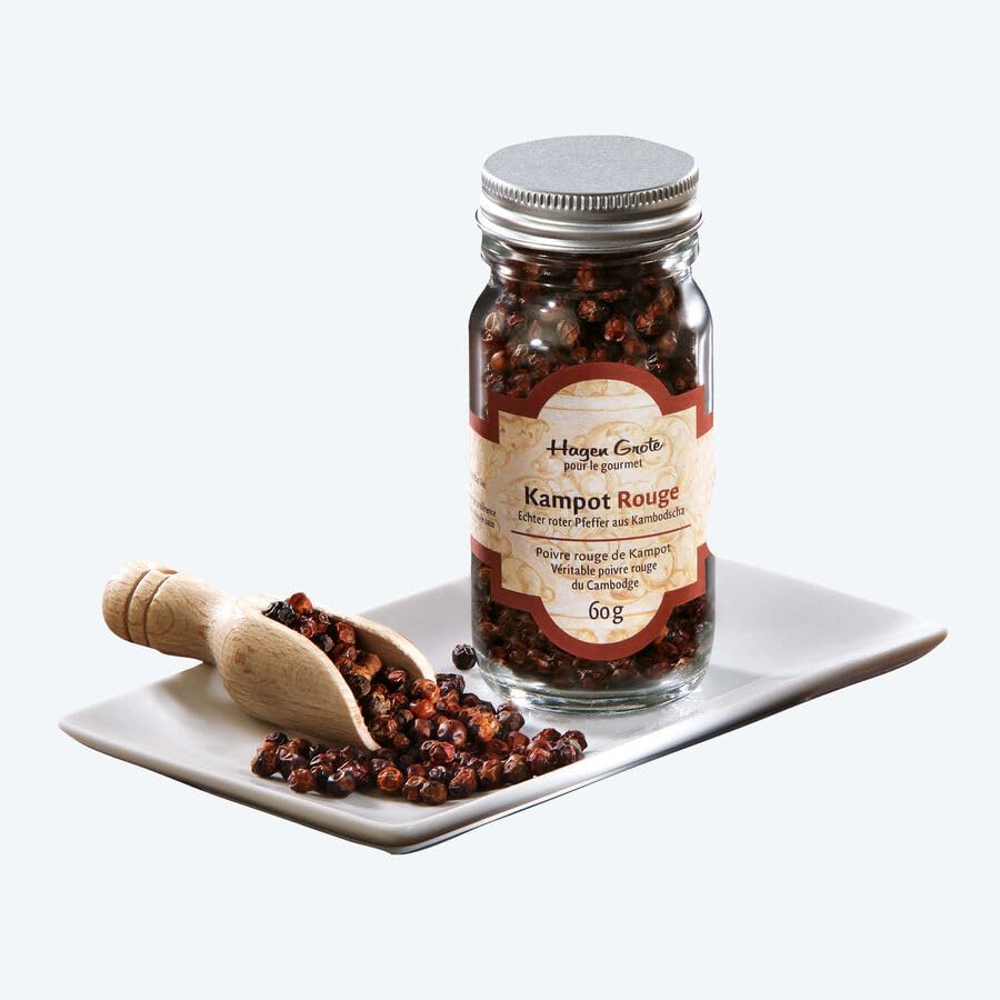 Hagen Grote Kampot Rouge, 60 g Glas, gilt als der edelste Pfeffer der Welt, fruchtig-scharf,...