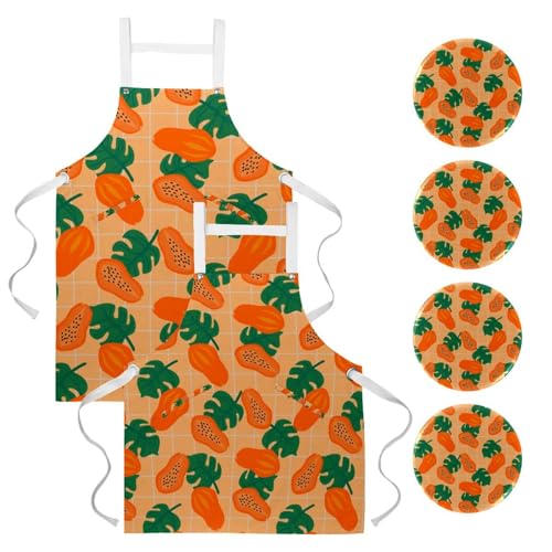 Tablier de cuisine pour nettoyage de la maison et service en bar imprimé palmier