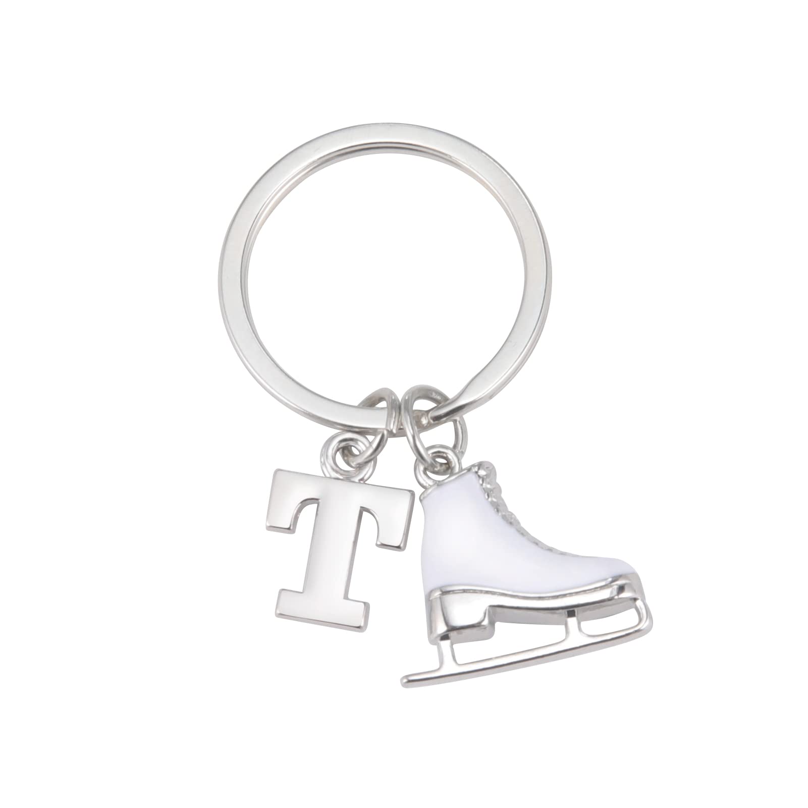 LIKGREAT Ice Skate Keychain Figure Skating Keychains Initial Ice Skating Charm Keyring Handbag Decoration, T, Medium — image 1