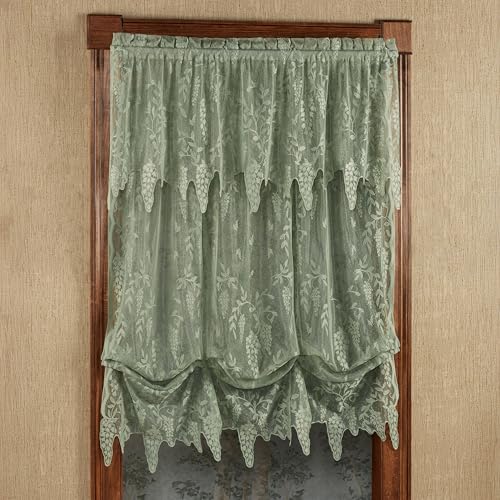 Luxury Sheer Polyester Wisteria Arbor Floral Lace Window Treatment | 2 Piece Set Balloon Shade, Insert Valance | Classic | Sage | Elegance Charm | Rod Pocket Curtains | Machine wash | Light Filtering