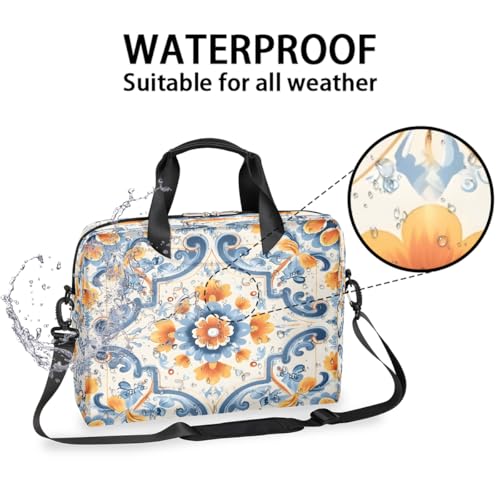 Maletín para laptop patrón azul y naranja 13-16 pulg miniatura 3