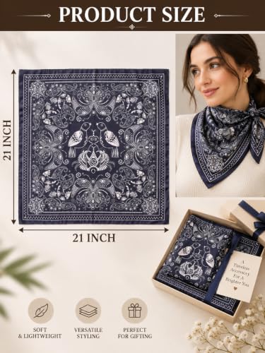 Image of Ravaiyaa - Attitude is everything Women Printed Silk Bandana 21 x 21 Inch Square Headband & Hair Wrap, Soft & Versatile | Fashion Neck Wrap