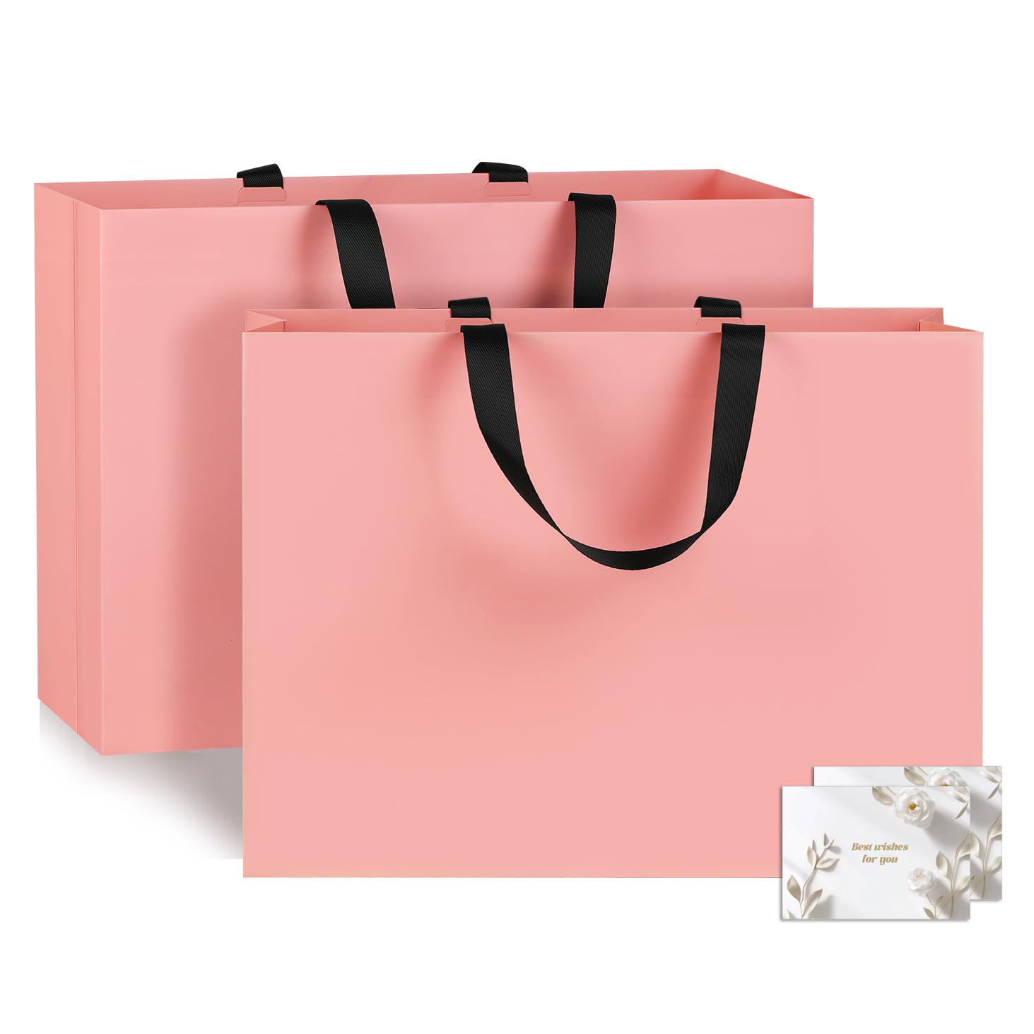 NAHRMY 2 pcs Extra Large Gift Bags Pink 43 x 32 x 13 cm, Large Paper Party Gift Bag with Handles Greeting Cards for Presents Wedding Birthday Christmas Celebration Boutique — image 1