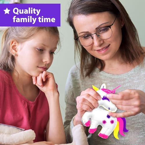 KRAFUN Unicorn Keyring Sewing Kit for Kids Age 7+ | 6 Dolls - 5