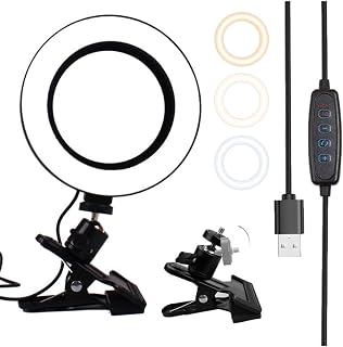 UKCOCO 6 Fill-in Clamp Light with Type for Cm Camera/Computer Stream/Circle Selfie Inch Conference- Desk Steaming Clip- on Conferencing Zoom Led Desktop Video Broadcast Lamp Ring