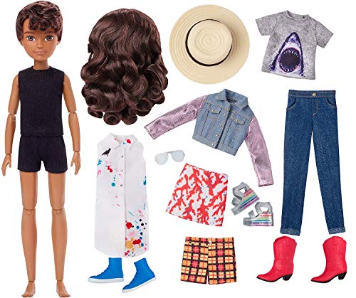 Creatable World GGT68 - Deluxe Charakter Puppen Set, individuell gestaltbare gender neutrale Puppe mit brünetten welligen Haaren, Spielzeug ab 6 Jahren, Mehrfarbig – Bild 3