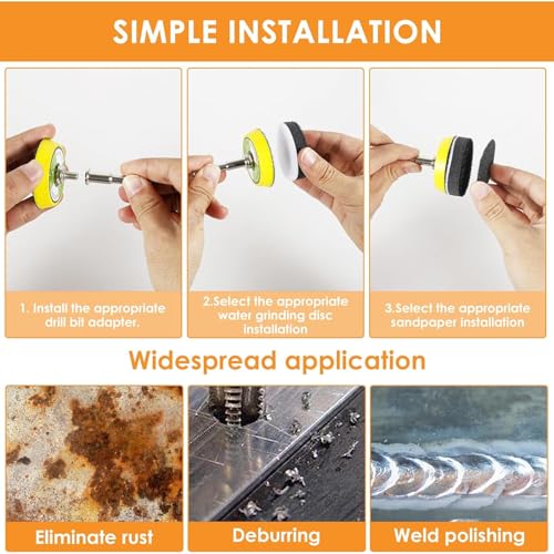 Image of NIHUIFDPY 193Pcs 2 Inch Sanding Discs & Buffing Pads Kit, 60-10000 Grit Wet Dry Sandpaper with 1 /4 inch & 1 /8 inch Drill Attachments for Car Headlight Restoration, Woodwork, Metal Polishing