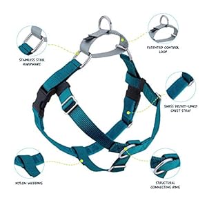 2 Hounds Design Freedom No Pull Dog Harness Adjustable Harness Easy Walking Comfortable Control Fits Small Medium Large Dogs Solid Colors Made in USA 1 MD Teal