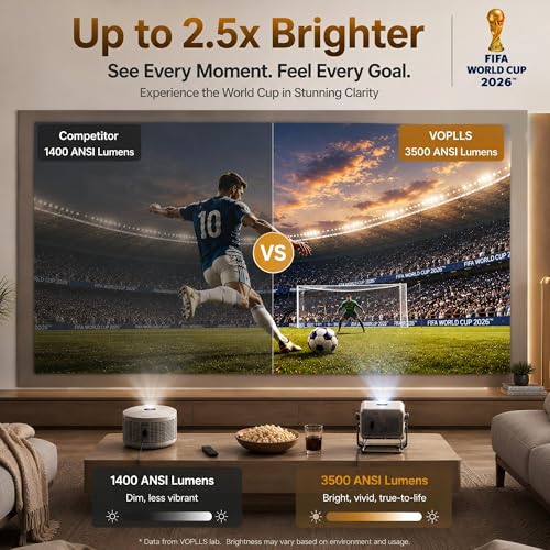 Image of [4000 ANSI & Now with Netflix] 4K Projector with WiFi and Bluetooth for Display Booths, Auto Focus Keystone Smart Projector , Voplls Mini Projector with Adjustable Stand for Home Bedroom (Silver Grey）