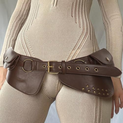 Womens Studded Leather Belt Rock Fashion Retro Metal Buckle Vintage Punk Adjustable Wide Cargo Belts2