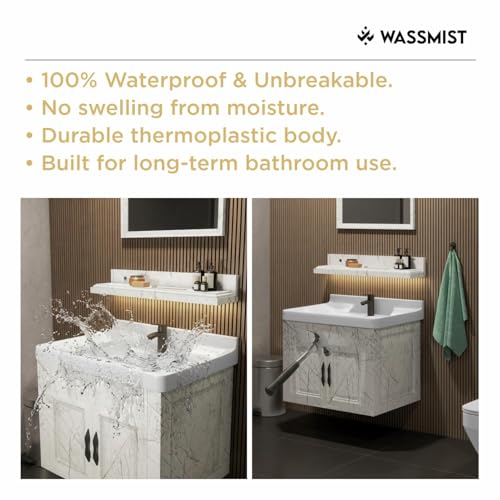 Image of WASSMIST Bathroom Vanity Washbasin Cabinet with Mirror & Shelf | Wall Mounted Wash Basin with Cabinet Full Set | Waterproof & Unbreakable (Cream)