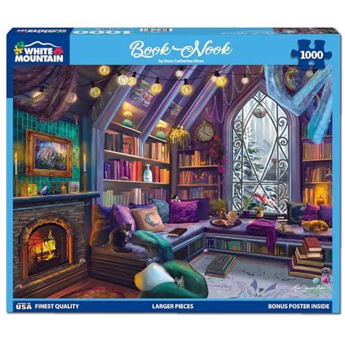White Mountain Rompecabezas de 1000 Piezas Rincón Acogedor de Biblioteca, Nido de Libros | Piezas Grandes, Regalo para Adultos y Familia, 24"x30" miniatura 2