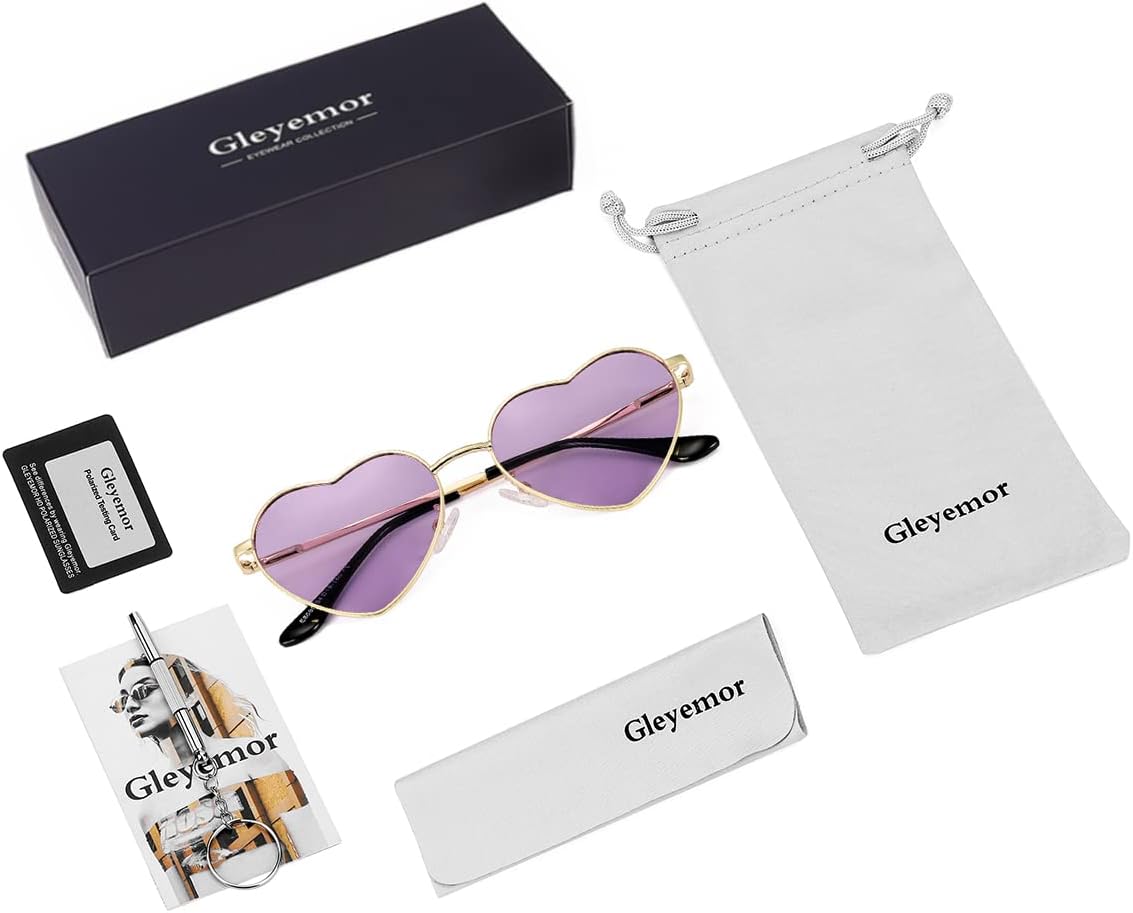 Polarized Heart Shaped Sunglasses for Women Metal Frame Cute Lovely Glasses 100% UV Protection - Image 7