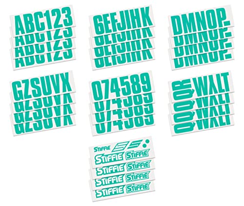Image of STIFFIE Uniline Sea Teal 3 inch Boat & PWC Registration Decals • Numbers Letters Stickers