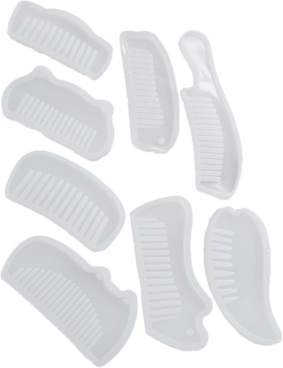 Garneck 8pcs DIY Silicone Resin Mold for Jewelry Making Comb Pendant Craft