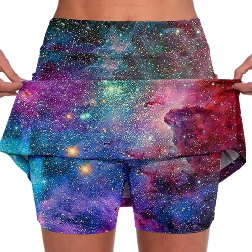 Pantalones Cortos Deportivos elásticos de Yoga para Mujer, Pantalones Cortos Ligeros de Cintura Alta Ajustados con Estampado Floral, Falda con Bolsillo