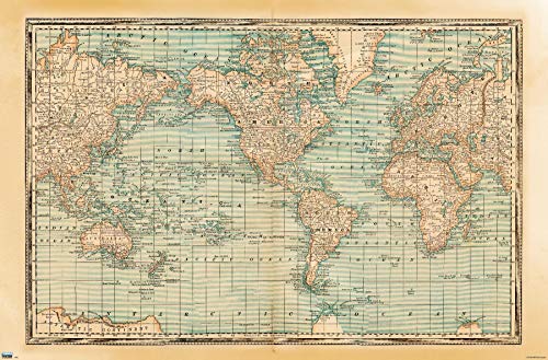 Trends International Map - Rustic Wall Poster, 22.375" x 34", Unframed Version