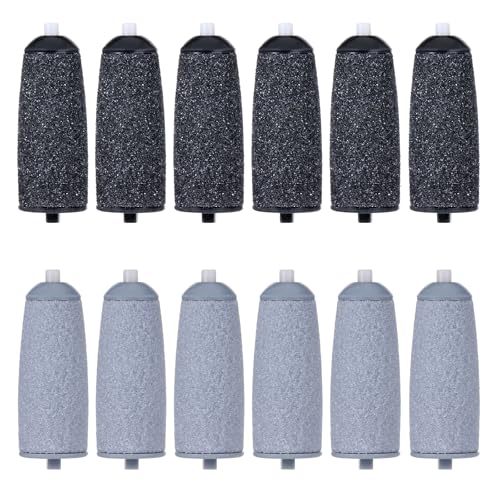 Rodillo de repuesto para Flawless Pedi, juego de 12 rodillos extra gruesos y finos para herramienta electrónica de archivo, negro y gris