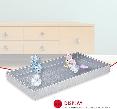 Miniatura 4 de Home Basics Bandeja de tocador para maquillaje, joyas, perfumes, cosméticos, organizador de baño (horizontal, tejido metálico)