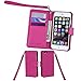 Wisdompro iPhone 6 Plus Case, iPhone 6s Plus Case, Premium PU Leather 2-in-1 Protective Folio Flip Wallet Case with Credit Card Holder Slot and Wrist Lanyard for Apple iPhone 6 Plus 6s Plus-Hot Pink