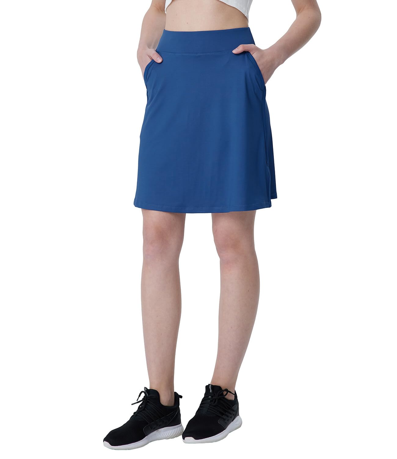 Skort damska spódnica do kolan, aktywna spódnica turystyczna ze spodniami wewnętrznymi, spódnica tenisowa z kieszeniami, letnia spódnica sportowa, rozcięcie po bokach, spódnica Skort,