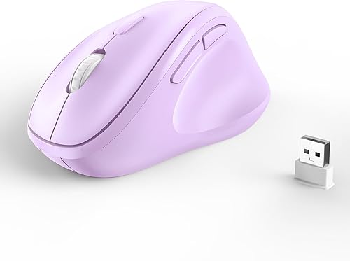 Miniatura 13 de Ratón ergonómico inalámbrico con receptor USB para PC, computadora portátil y de escritorio, ratón ergo vertical con clics silenciosos, larga