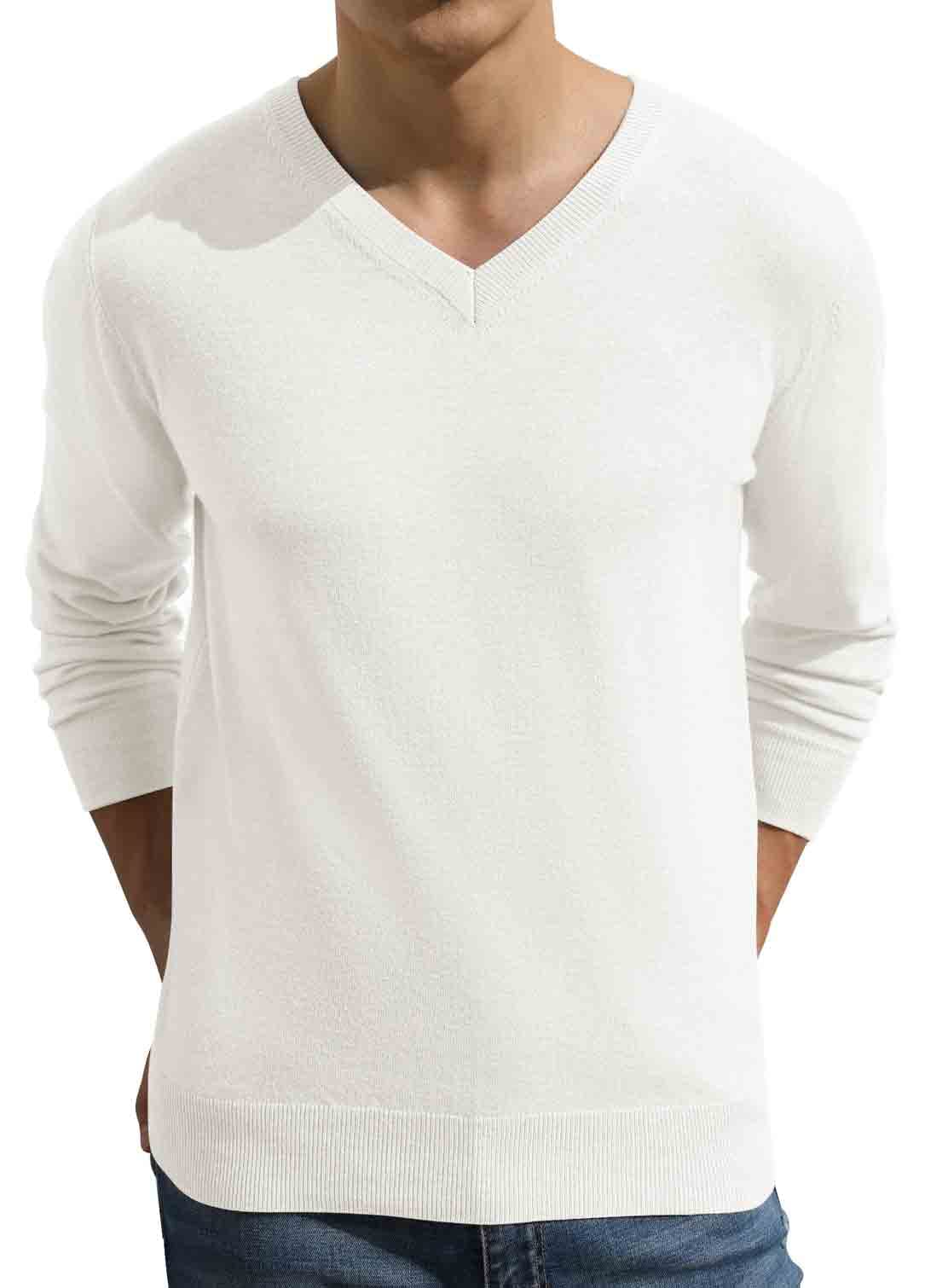 SailwindMens V-Neck Wool Knit Casual Pullover Sweater