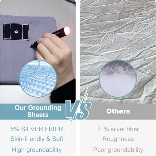 Image of Grounding Sheets, Full Size Grounding Fitted Sheets with 5% Silver Fiber Grounding Bed Sheets for Improved Sleep & Pain Relief (Full - 54 inch inch*75 inch inch*14 inch inch Gray)