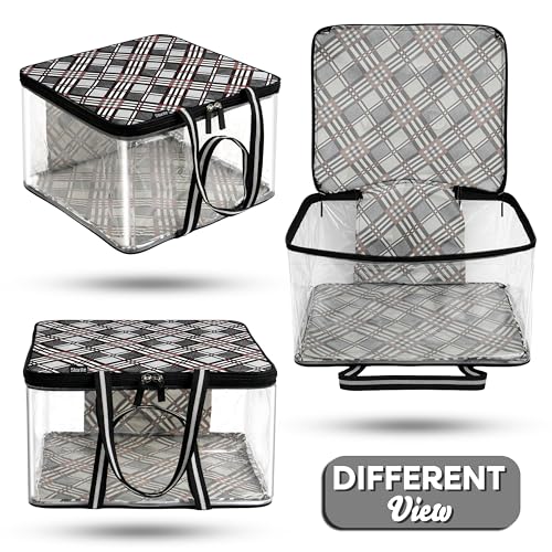 Image of Storite Saree Bags, Transparent with Zip, 37x35x22 cm, Grey /Black | Moisture & Dust Proof, Wardrobe Organizer, Saree Covers For Storage