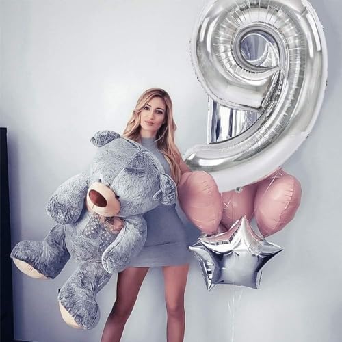 Image of TONIFUL 40 Inch Silver Number 16 Balloons Large Foil 16th Birthday Decor | Silver 16 Balloon Number Sixteen for Sweet 16 Birthday Party 16th Anniversary, Silver Birthday Decor for Teens Men Women
