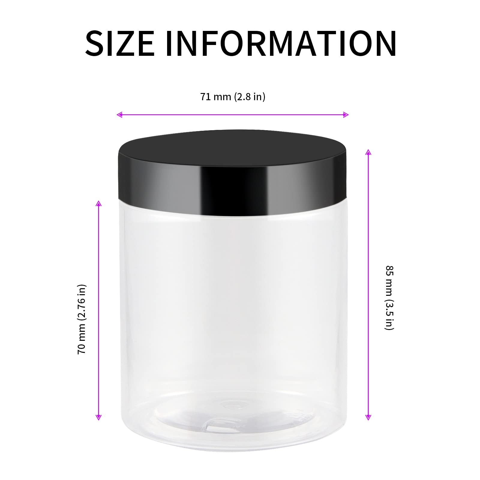 JEUIHAU 48 Barattoli In Plastica Trasparente 120 Ml Con Coperchio - Senza BPA, Alimentari, Perfetti Per Slime, Spezie, Fai Da Te - 3