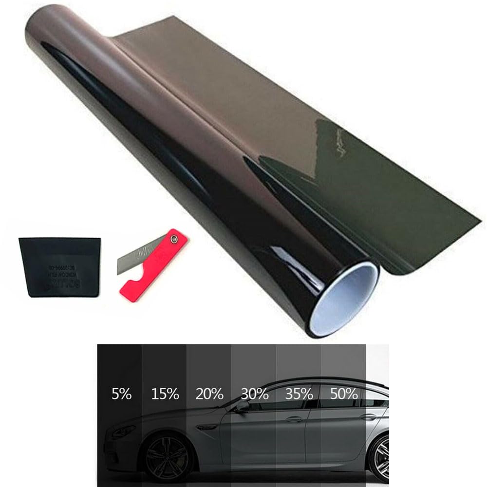 2 Rolls 15% Dark Black Window Tint Film - 10ft Privacy Shade for Cars, Offices - Auto Front Windshield Heat & UV Block Scratch Resistant Adhesive