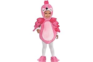 Pink Fleece Flamingo Tunic with Attached Wings Costume For Toddlers