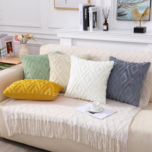 Pallene Soft Faux Fur Throw Pillow Covers 18X18 - Plush Short Wool Velvet Decorative Pillow Covers thumb #4