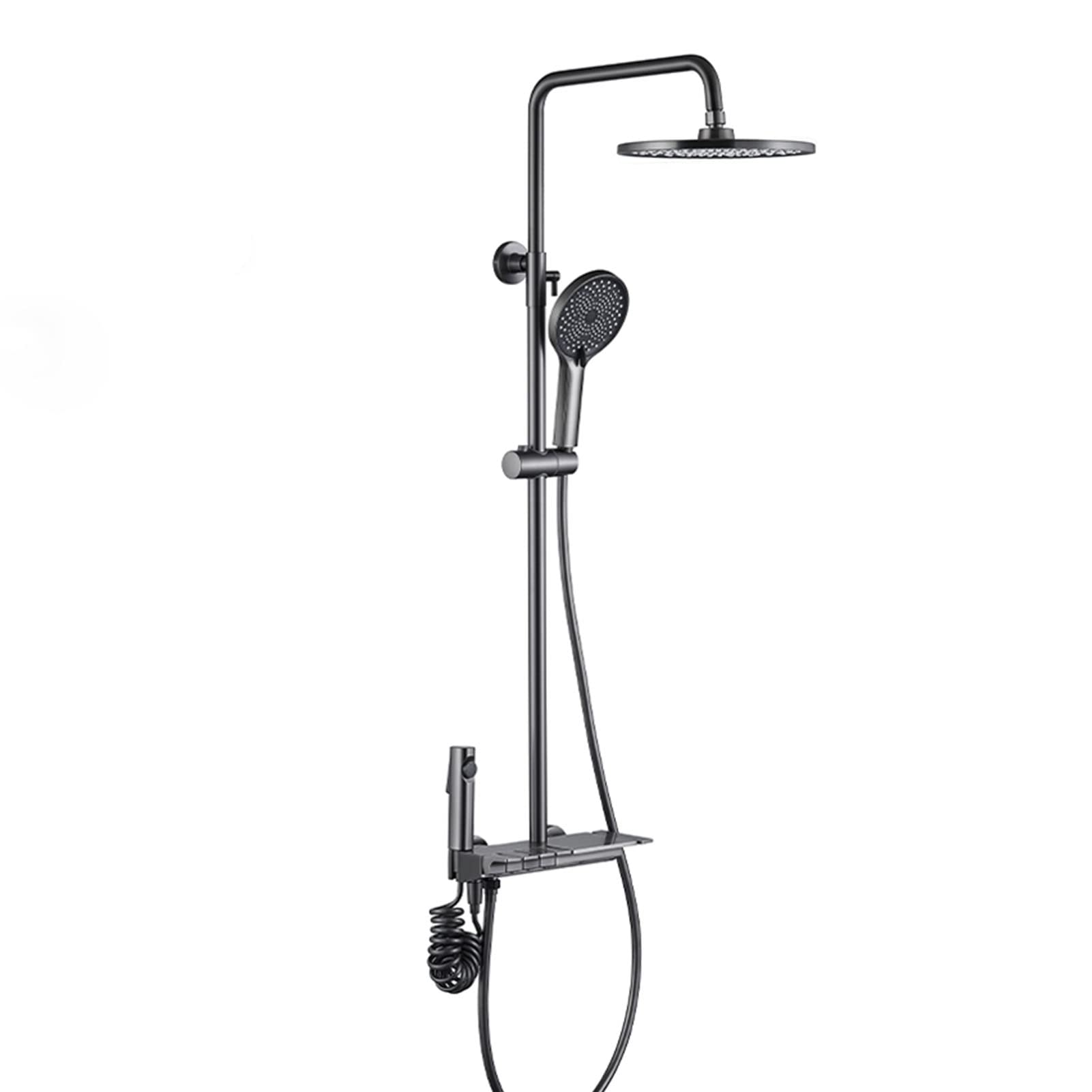 CWCQGH Bath & Shower Faucets Set Gun Grey, Rain Shower Head with Hand Shower, Bathtub Spout, Bidet Sprayer, 4 Function Shower System, Shower Mixer for Bathtub