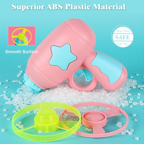 Image of Cat Toys, 1Pcs Cat Fetch Launcher 5Pcs Flying Propellers Set Interactive Hunting Training Toy, Indoor Outdoor Chasing Fetch Toy for Kittens Cats（Blue or Pink）