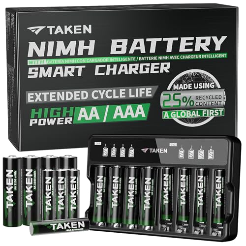 Taken Rechargeable AA/AAA Batteries 8-Pack with Charger