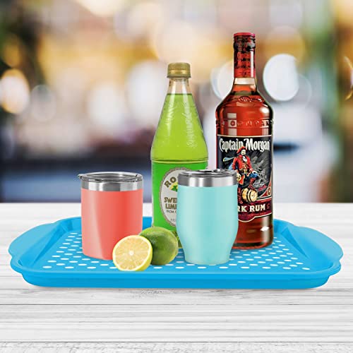 image for OGGI Anti Slip Serving Tray with Handles- Blue Rectangle Serving Tray 