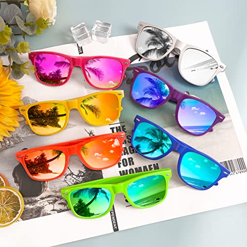 Pibupibu 10/20 Pack Neon Sunglasses for Women Men Bulk, Wholesale 80s Retro Colorful Mirrored Party Glasses Adult Unisex3