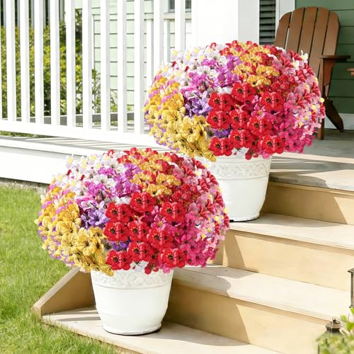 Powbrace 22 Bundles Artificial Flowers Outdoor, Faux Silk Flowers for Outdoors Outside Front Porch Hanging Planter Window Box Garden Decoration(Multi-Colour) image 1