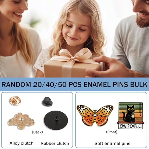 SINCCO 20/40/50 PCS Cute Enamel Pins Bulk, Funny Backpack Pins Aesthetic Lapel Badge Pins Set Assorted Enamel Brooch Pins for Backpacks, Hats, Bags, Landyards