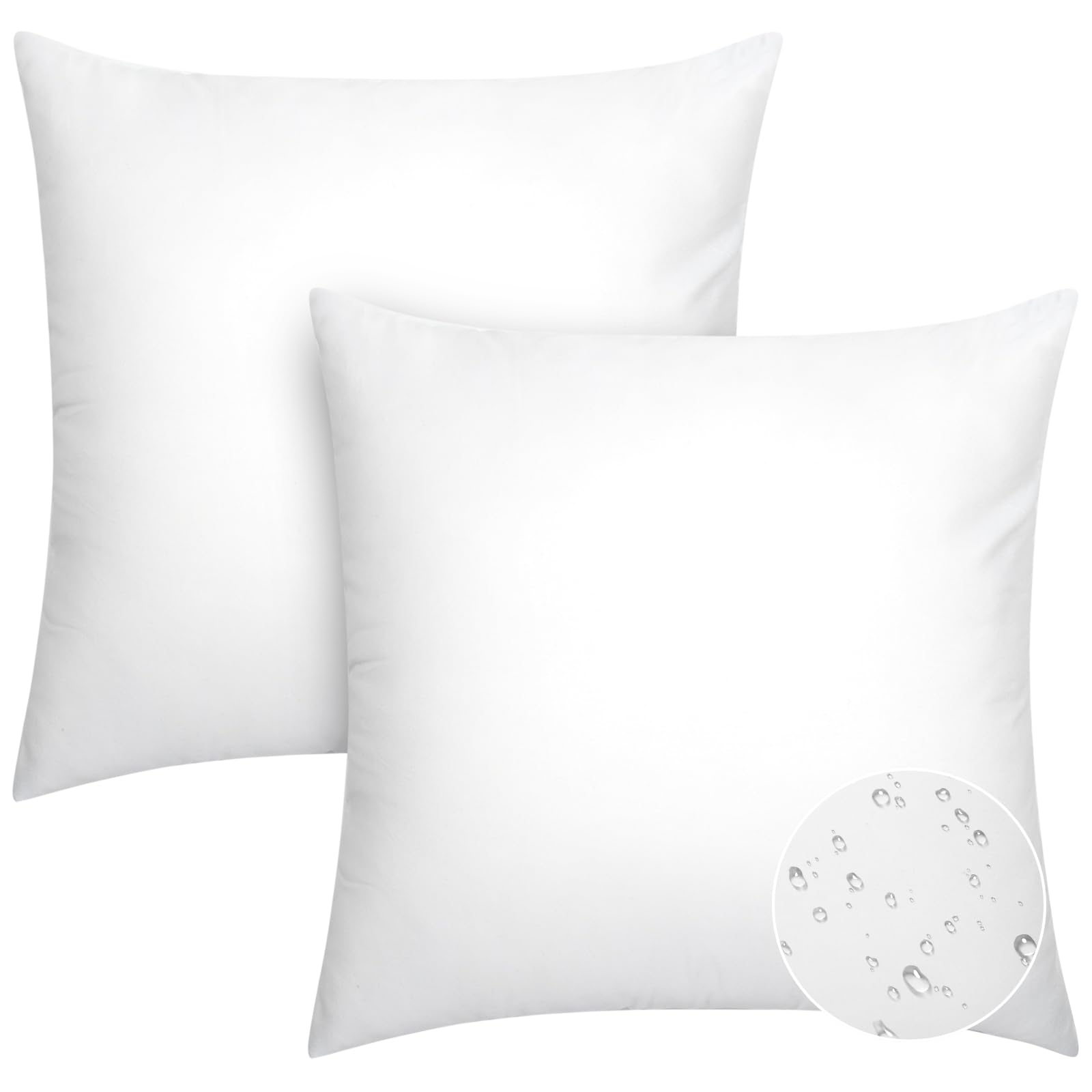 Pack of 2 18x18 Outdoor Pillow Inserts, Water Resistant Throw Pillow Inserts, Cushion Inner Pads for Patio, Furniture, Sofa, Bed, Living Room, Garden Decorative Waterproof Pillow Inserts