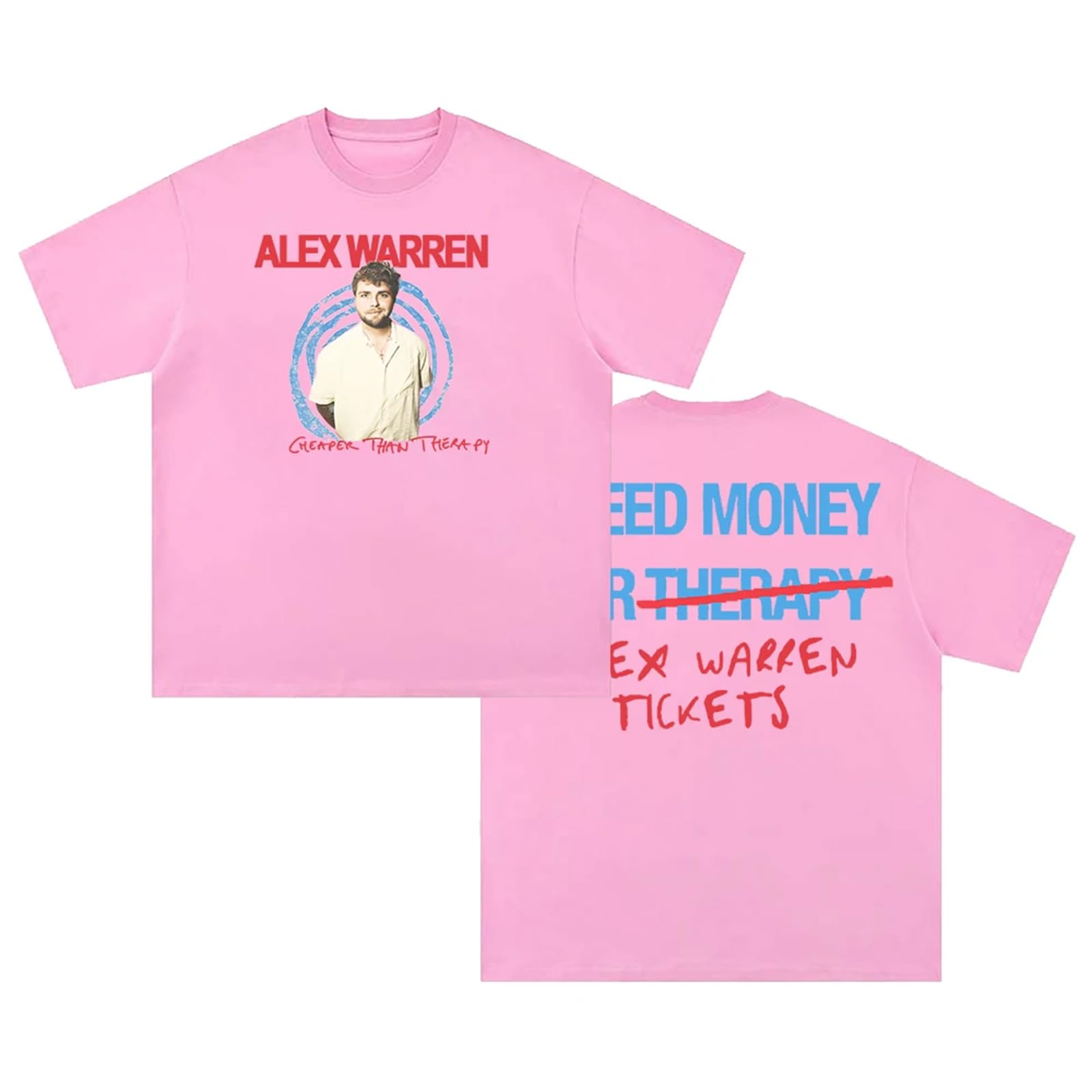 VBPOIYB Cotton T-Shirts Crew Neck Short Sleeves Women Men Al-ex Singer Wa-rr-en Tour Merchandise T-Shirts Streetwear Tops (Pink,XL)