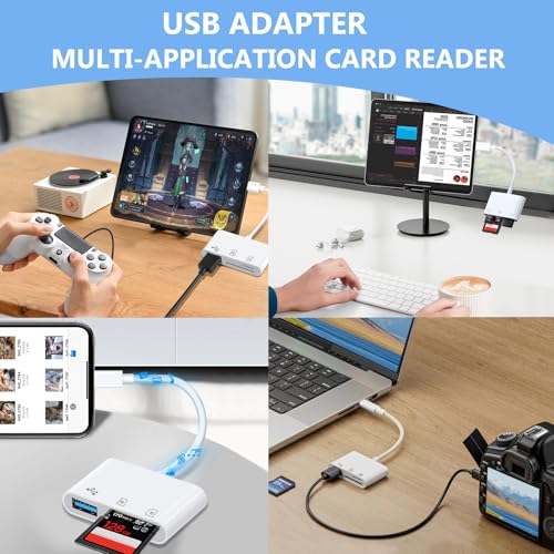 image for MTIQHS USB C SD Card Reader for iPhone Adapter, 3-in-1 Memory Card Rea