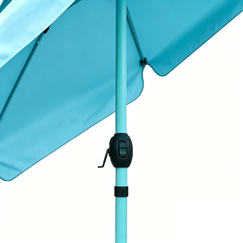 Okrągły Uchylny Parasol Plażowy 270 Cm z Korbą, Wodoodporny z Ochroną Przeciwsłoneczną UPF 50+ z 8 żebrami