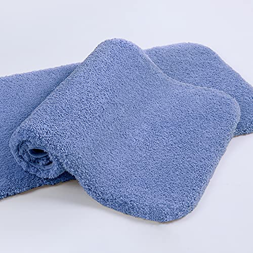 VANZAVANZU Bathroom Rugs Sets 2 Piece Bath Rugs for Bathroom Sets Non Slip Extra Soft Absorbent Bath Mat Sets Microfiber Shaggy Thick Bathroom Rugs Machine Washable (16"x24" Plus 16"x24", Wedgewood)