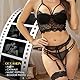 Lsexyier Sexy Dessous Damen Set, Transluzent Erotische Reizwäsche Lingerie mit BH & Höschen, Spitze Bodysuit & Strumpfhalter für Verführerische Looks, Schwarz/L